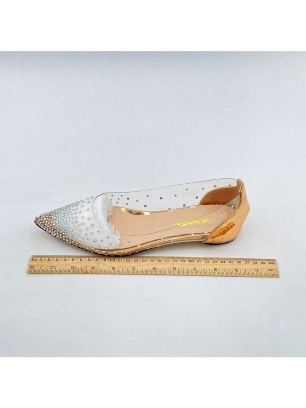 XYD Women Rhinestones Studded Ballet Flats Mesh Rivets Hidden Heels Slip On